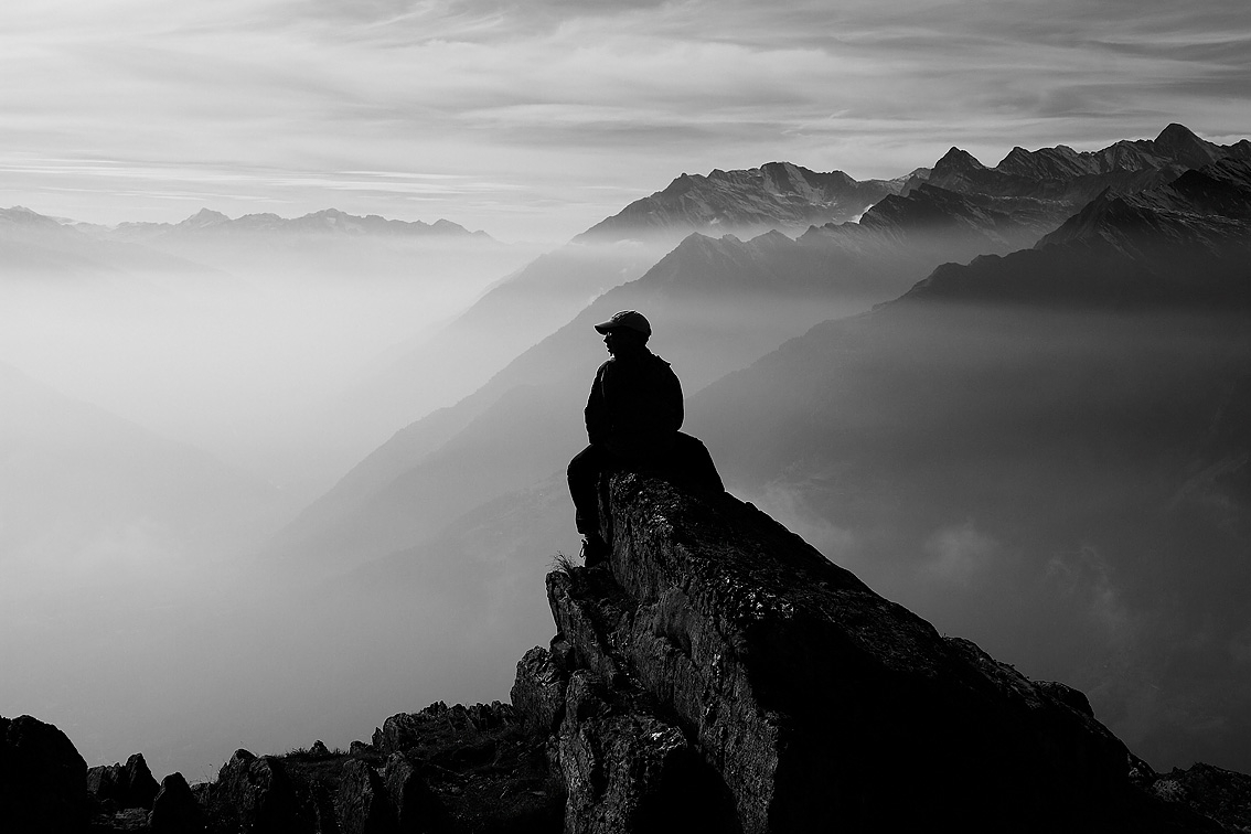 Bergpanorama im Nebel