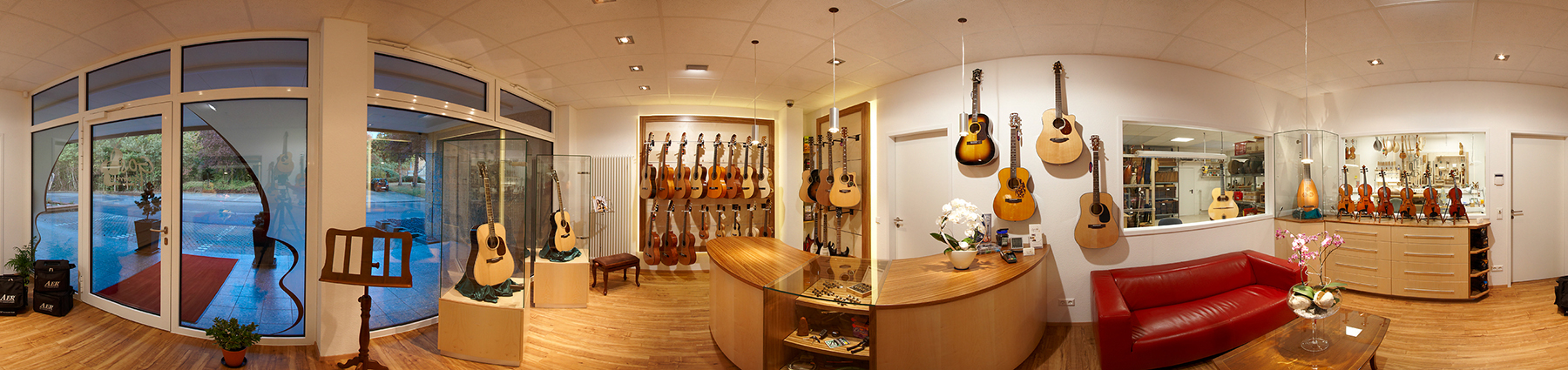 Geschäftsraum eines Gitarrenbauers