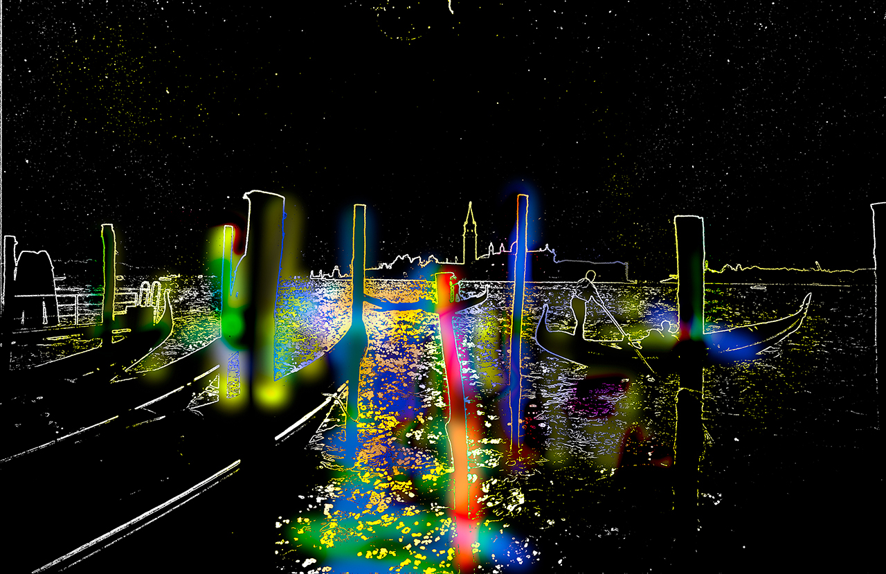 Montage am Computer schwarzweiß und farbig